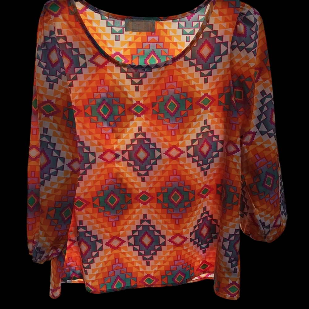 Colorful Geometric Print Blouse